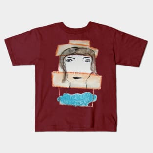 woman portrait design with hat Kids T-Shirt